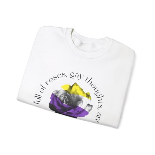 Non Binary Flag Heavy Blend Crewneck Sweatshirt Valentines Day Unisex Size - Head Full Of Roses - Image 3