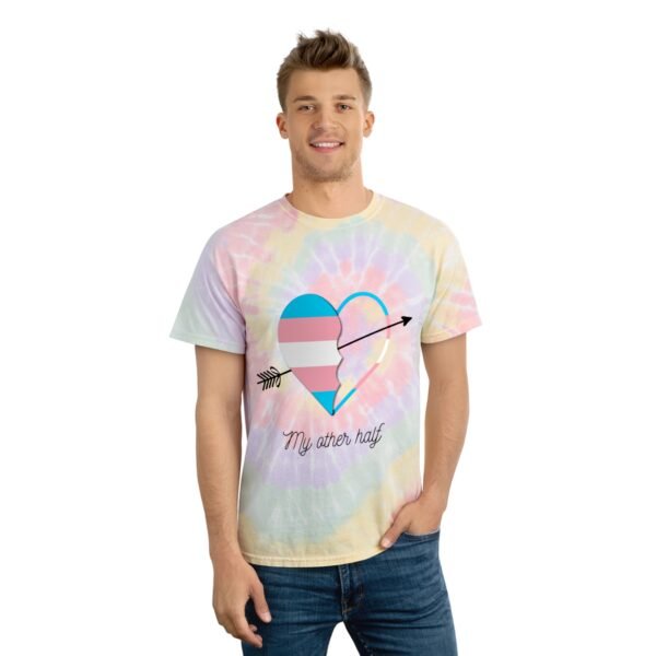 Transgender Flag Tie-Dye Spiral T-Shirt Valentines Day Unisex Size - My Other Half - Image 3