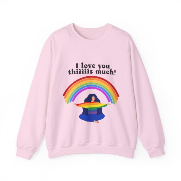 LGBT Flag Heavy Blend Crewneck Sweatshirt Valentines Day Unisex Size - I Love You Thiiiis Much - Image 13