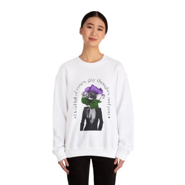 Gender Queer Flag Heavy Blend Crewneck Sweatshirt Valentines Day Unisex Size - Head Full Of Roses - Image 4