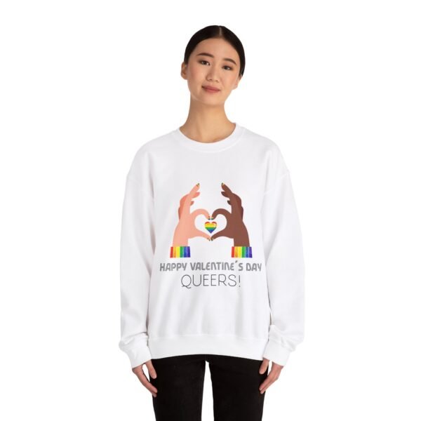 LGBT Flag Heavy Blend Crewneck Sweatshirt Valentines Day Unisex Size - Happy Valentines Day Queers - Image 4