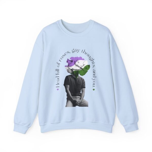 Genderqueer Flag Heavy Blend Crewneck Sweatshirt Valentines Day Unisex Size - Head Full Of Roses - Image 9