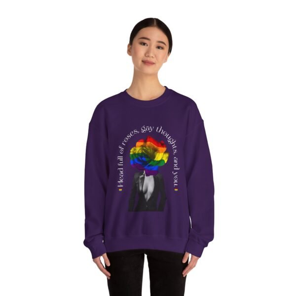 LGBT Flag Heavy Blend Crewneck Sweatshirt Valentines Day Unisex Size - Head Full Of Roses - Image 16