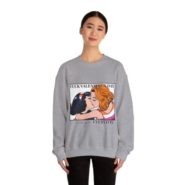 Lesbian Flag Heavy Blend Crewneck Sweatshirt Valentines Day Unisex Size - Fuck Valentine's Day I Love You Everyday - Image 12