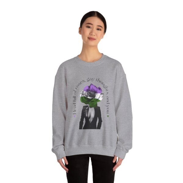 Gender Queer Flag Heavy Blend Crewneck Sweatshirt Valentines Day Unisex Size - Head Full Of Roses - Image 12