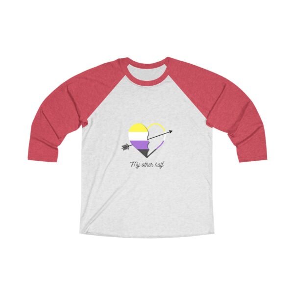 Non Binary Flag Tri-Blend Raglan Tee Valentines Day Unisex Size - My Other Half - Image 3