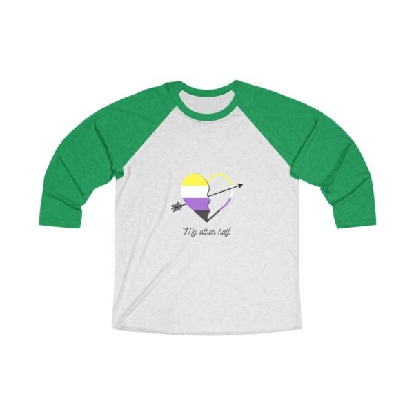 Non Binary Flag Tri-Blend Raglan Tee Valentines Day Unisex Size - My Other Half - Image 5