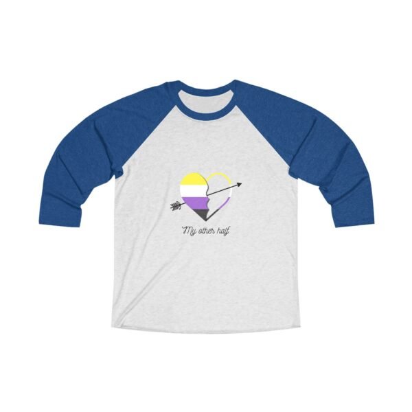 Non Binary Flag Tri-Blend Raglan Tee Valentines Day Unisex Size - My Other Half - Image 7