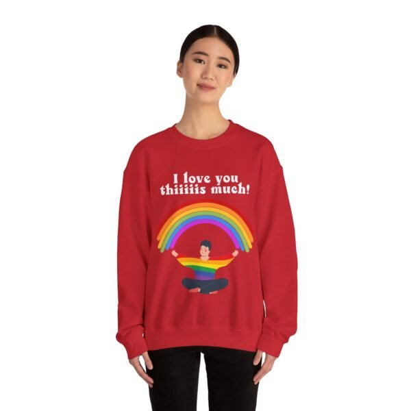 LGBT Flag Heavy Blend Crewneck Sweatshirt Valentines Day Unisex Size - I Love You Thiiiis Much - Image 20