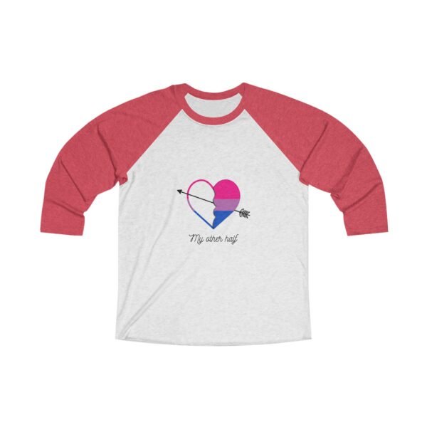 Bisexual Flag Tri-Blend Raglan Tee Valentines Day Unisex Size - My Other Half - Image 3