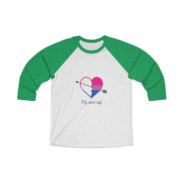 Bisexual Flag Tri-Blend Raglan Tee Valentines Day Unisex Size - My Other Half - Image 5