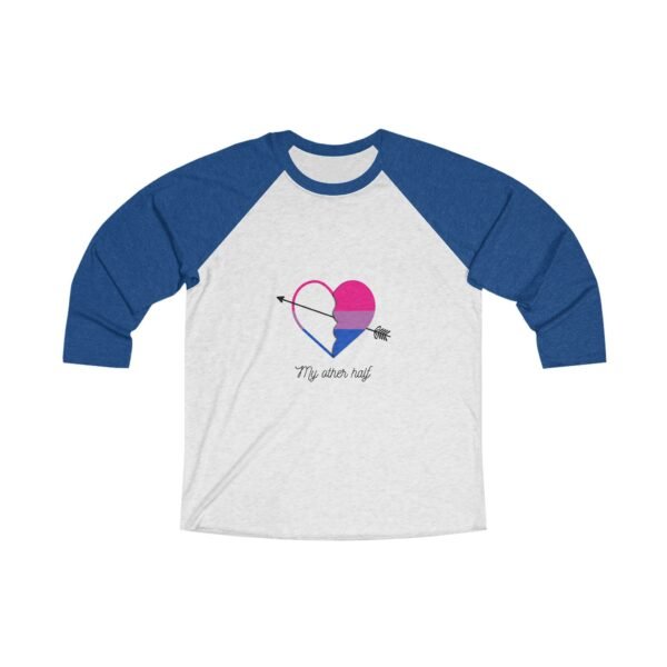 Bisexual Flag Tri-Blend Raglan Tee Valentines Day Unisex Size - My Other Half - Image 7