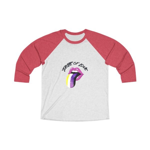 Non Binary Flag Tri-Blend Raglan Tee Valentines Day Unisex Size - Taste Of Love - Image 3