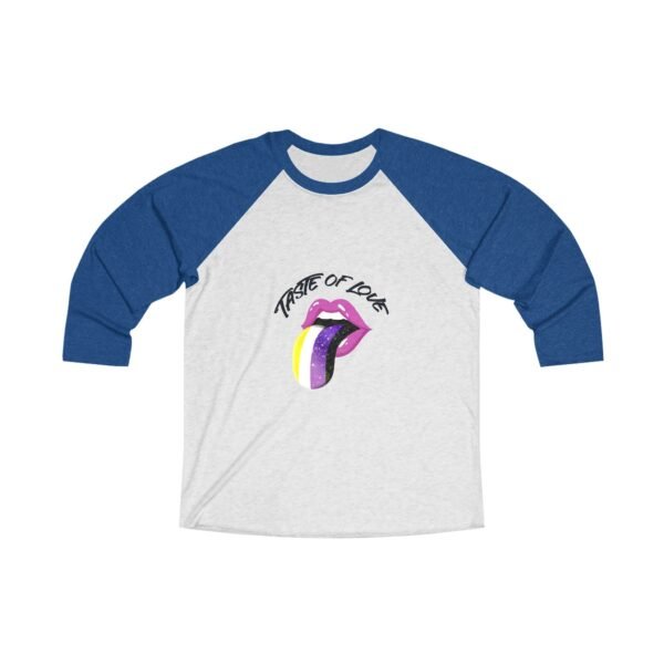 Non Binary Flag Tri-Blend Raglan Tee Valentines Day Unisex Size - Taste Of Love - Image 7
