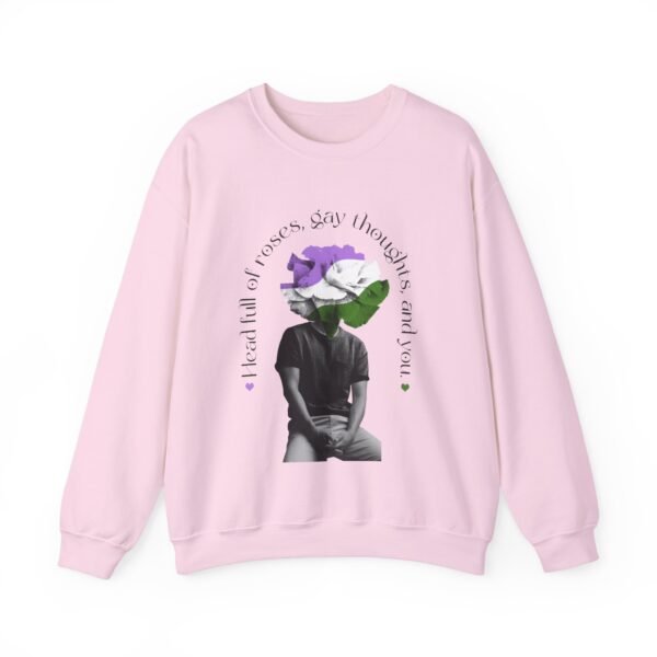 Genderqueer Flag Heavy Blend Crewneck Sweatshirt Valentines Day Unisex Size - Head Full Of Roses - Image 13