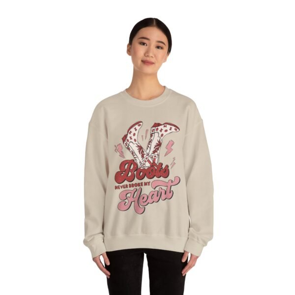 Heavy Blend Crewneck Sweatshirt Valentines Day Unisex Size - Boots Never Broke My Heart - Image 8