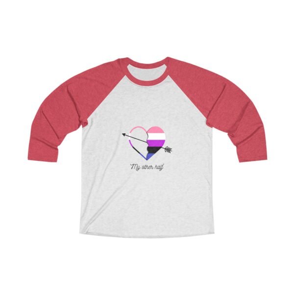 Genderfluid Flag Tri-Blend Raglan Tee Valentines Day Unisex Size - My Other Half - Image 3