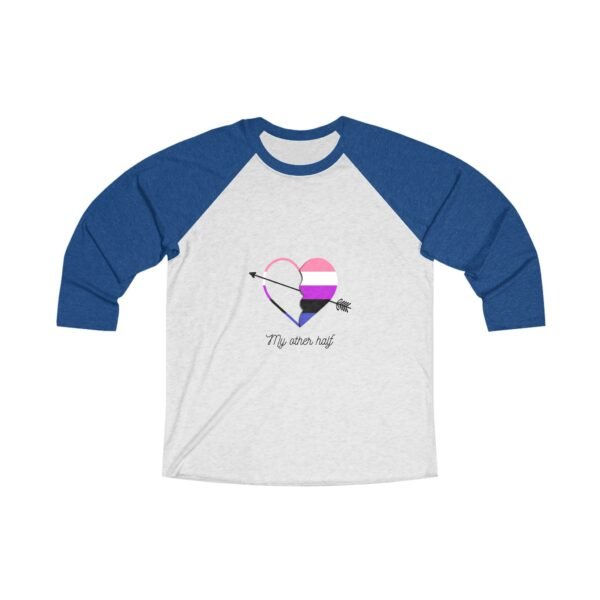 Genderfluid Flag Tri-Blend Raglan Tee Valentines Day Unisex Size - My Other Half - Image 7