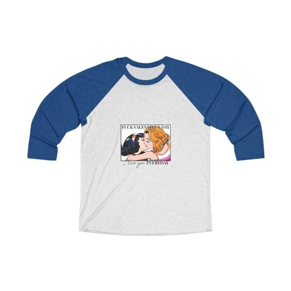Lesbian Flag Tri-Blend Raglan Tee Valentines Day Unisex Size - Fuck Valentine's Day - Image 7