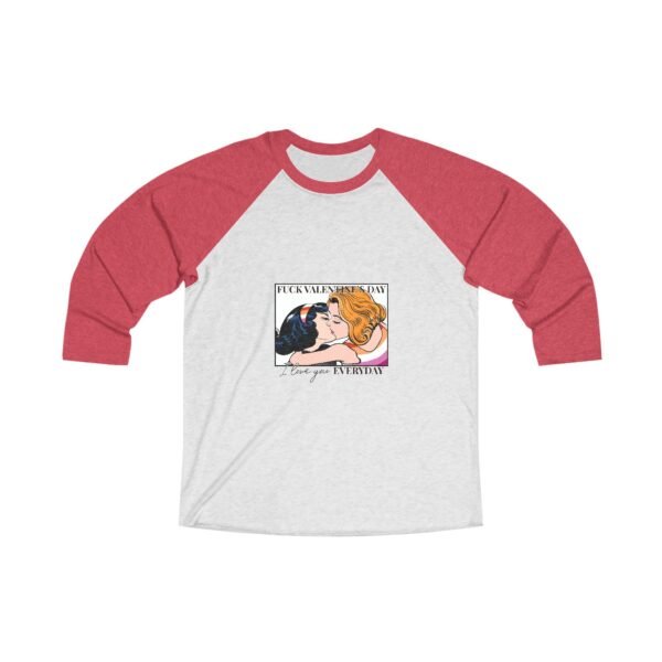 Lesbian Flag Tri-Blend Raglan Tee Valentines Day Unisex Size - Fuck Valentine's Day - Image 3