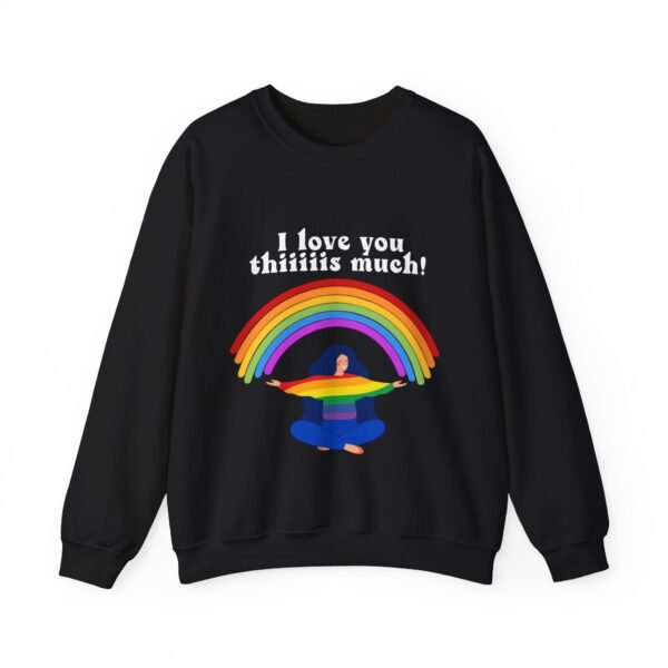 LGBT Flag Heavy Blend Crewneck Sweatshirt Valentines Day Unisex Size - I Love You Thiiiis Much - Image 5