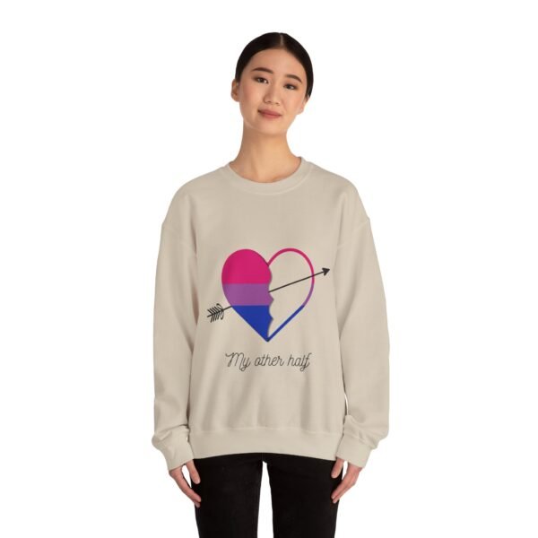 Bisexual Flag Heavy Blend Crewneck Sweatshirt Valentines Day Unisex Size - My Other Half - Image 8