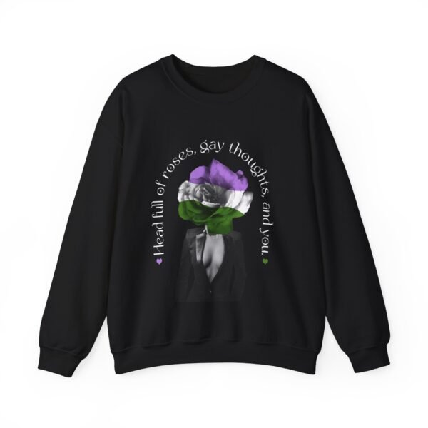 Gender Queer Flag Heavy Blend Crewneck Sweatshirt Valentines Day Unisex Size - Head Full Of Roses - Image 5