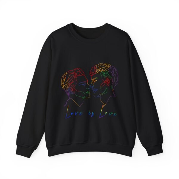 Gay Flag Heavy Blend Crewneck Sweatshirt Valentines Day Unisex Size - Love Is Love - Image 5