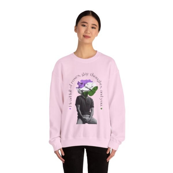 Genderqueer Flag Heavy Blend Crewneck Sweatshirt Valentines Day Unisex Size - Head Full Of Roses - Image 16