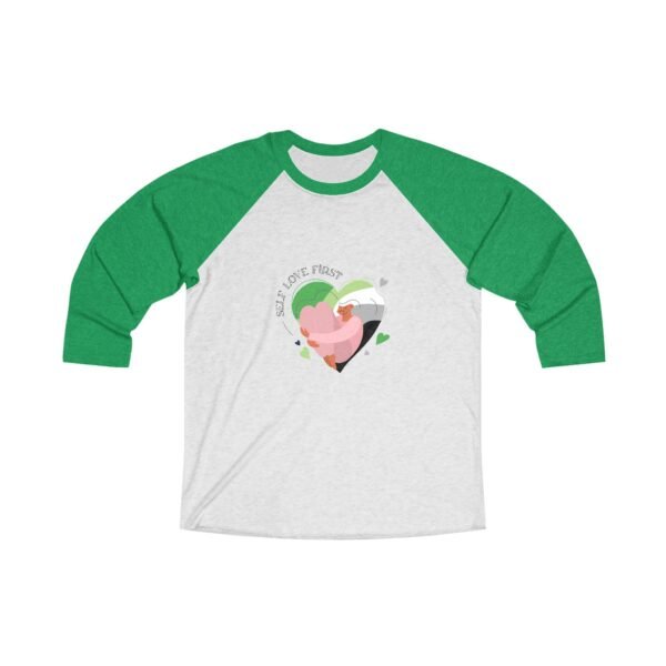 Aromantic Flag Tri-Blend Raglan Tee Valentines Day Unisex Size - Self Love First - Image 5
