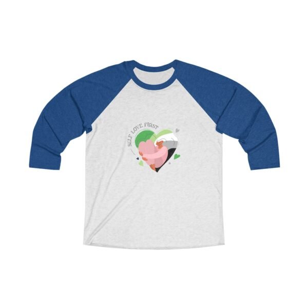 Aromantic Flag Tri-Blend Raglan Tee Valentines Day Unisex Size - Self Love First - Image 7