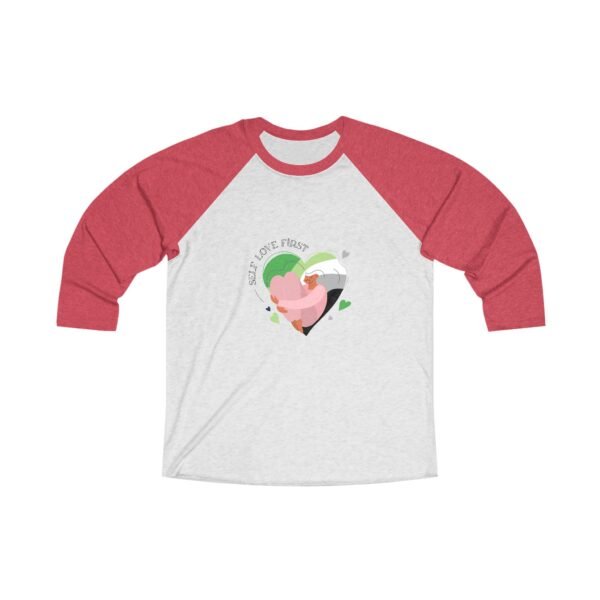 Aromantic Flag Tri-Blend Raglan Tee Valentines Day Unisex Size - Self Love First - Image 3