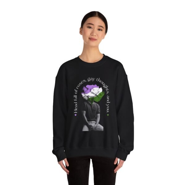 Genderqueer Flag Heavy Blend Crewneck Sweatshirt Valentines Day Unisex Size - Head Full Of Roses - Image 8