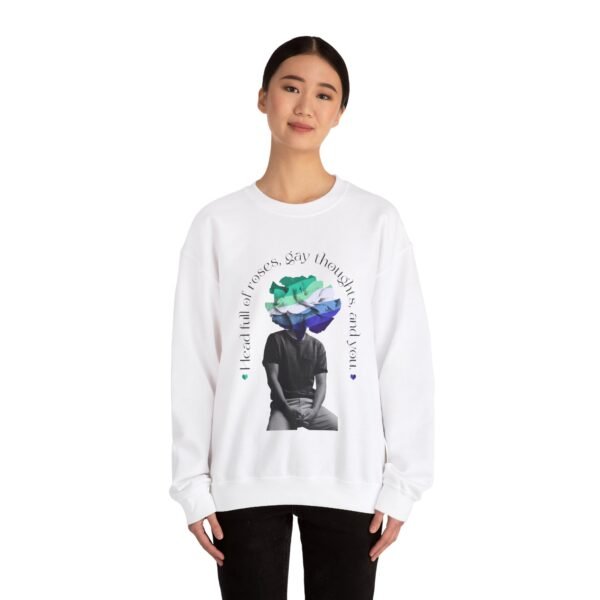 Gay Flag Heavy Blend Crewneck Sweatshirt Valentines Day Unisex Size - Head Full Of Roses - Image 4