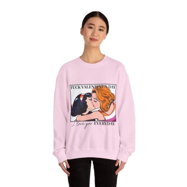 Lesbian Flag Heavy Blend Crewneck Sweatshirt Valentines Day Unisex Size - Fuck Valentine's Day I Love You Everyday - Image 16