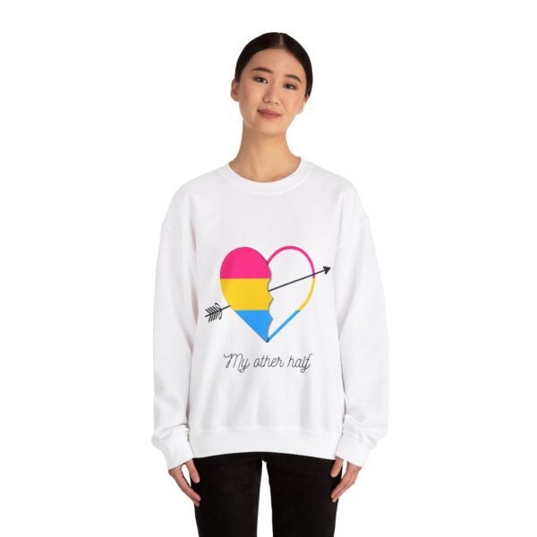 Pansexual Flag Heavy Blend Crewneck Sweatshirt Valentines Day Unisex Size - My Other Half - Image 4
