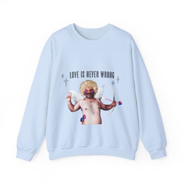 Bisexual Flag Heavy Blend Crewneck Sweatshirt Valentines Day Unisex Size - Love Is Never Wrong - Image 13