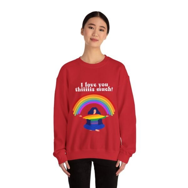 LGBT Flag Heavy Blend Crewneck Sweatshirt Valentines Day Unisex Size - I Love You Thiiiis Much - Image 20