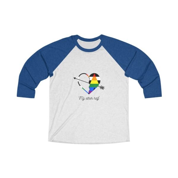 Straight Ally Flag Tri-Blend Raglan Tee Valentines Day Unisex Size - My Other Half - Image 7