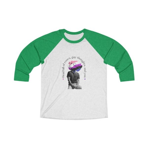 Genderfluid Flag Tri-Blend Raglan Tee Valentines Day Unisex Size - Head Full Of Roses - Image 5