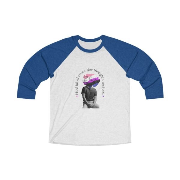 Genderfluid Flag Tri-Blend Raglan Tee Valentines Day Unisex Size - Head Full Of Roses - Image 7