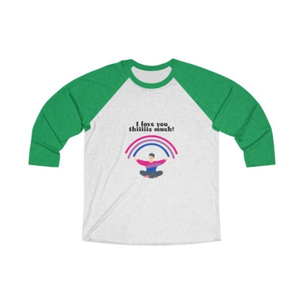 Bisexual Flag Tri-Blend Raglan Tee Valentines Day Unisex Size - I Love You Thiiiis Much - Image 5