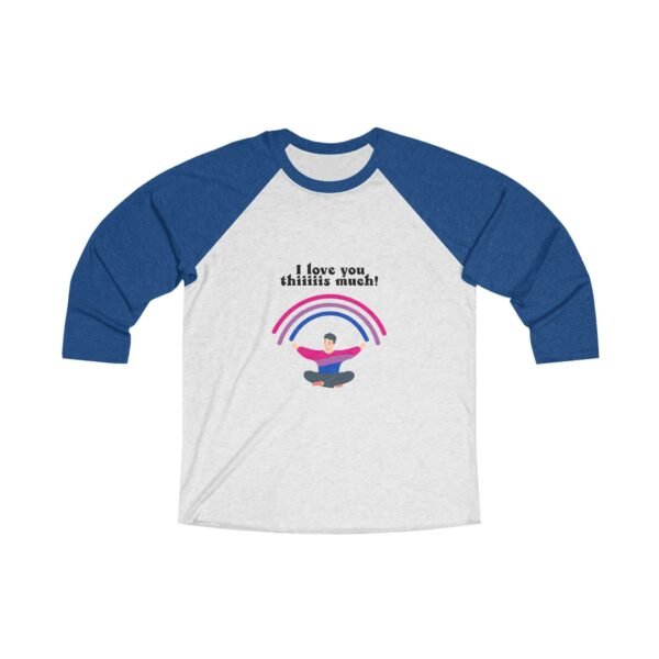 Bisexual Flag Tri-Blend Raglan Tee Valentines Day Unisex Size - I Love You Thiiiis Much - Image 7