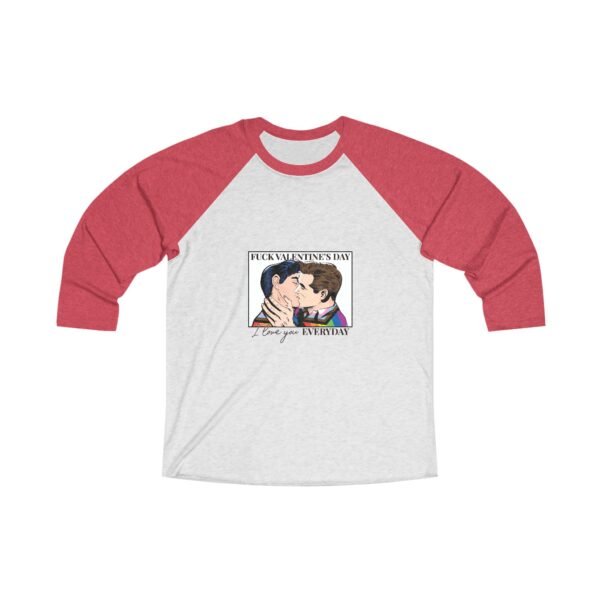 Progress Pride Flag Tri-Blend Raglan Tee Valentines Day Unisex Size - Fuck Valentine's Day - Image 3
