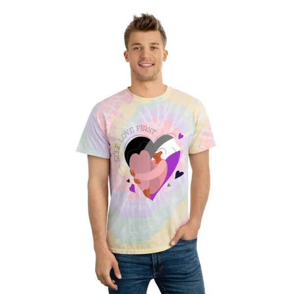 Asexual Flag Tie-Dye Spiral T-Shirt Valentines Day Unisex Size - Self Love First - Image 3