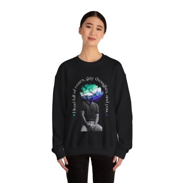 Gay Flag Heavy Blend Crewneck Sweatshirt Valentines Day Unisex Size - Head Full Of Roses - Image 8