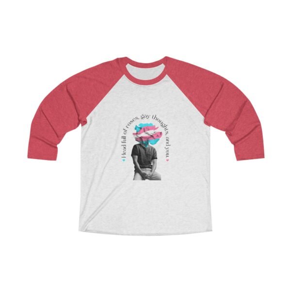 Transgender Flag Tri-Blend Raglan Tee Valentines Day Unisex Size - Head Full Of Roses - Image 3