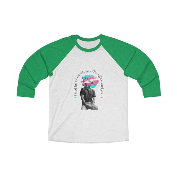 Transgender Flag Tri-Blend Raglan Tee Valentines Day Unisex Size - Head Full Of Roses - Image 5