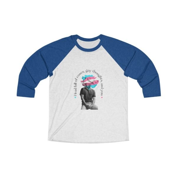 Transgender Flag Tri-Blend Raglan Tee Valentines Day Unisex Size - Head Full Of Roses - Image 7