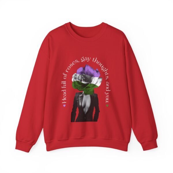 Gender Queer Flag Heavy Blend Crewneck Sweatshirt Valentines Day Unisex Size - Head Full Of Roses - Image 17